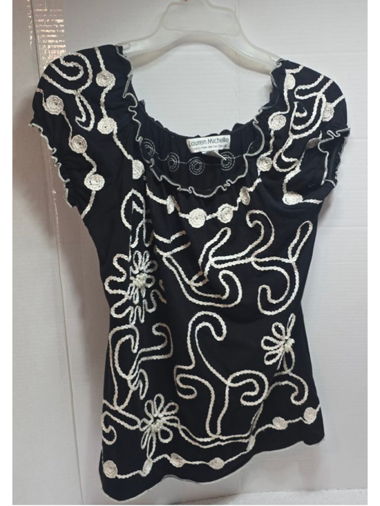Lauren Michelle Tops - Women's Lauren Michelle Black & White Embroidered Blouse M